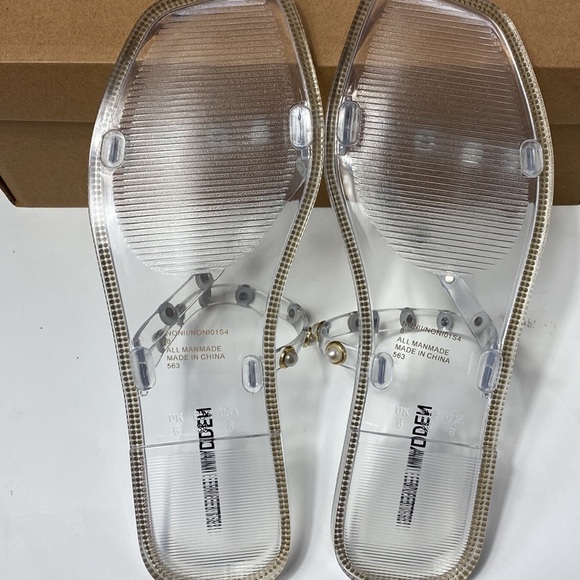 Steve Madden Nonii clear jelly sandals square toe pearl detail NIB - Picture 4 of 5